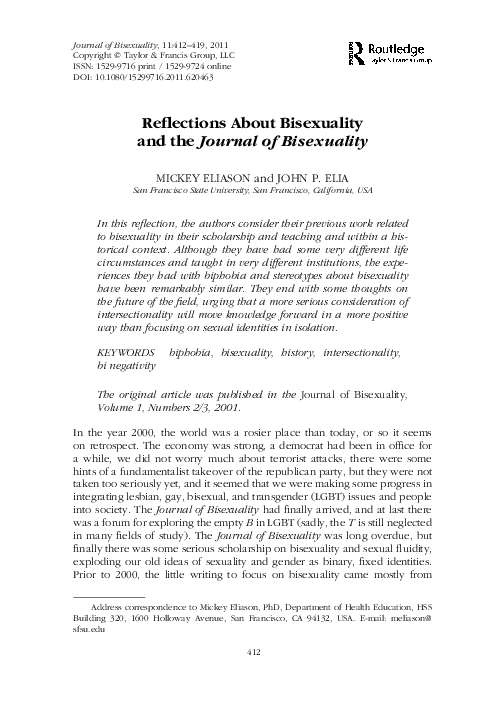 (PDF) Reflections About Bisexuality and the Journal of Bisexuality