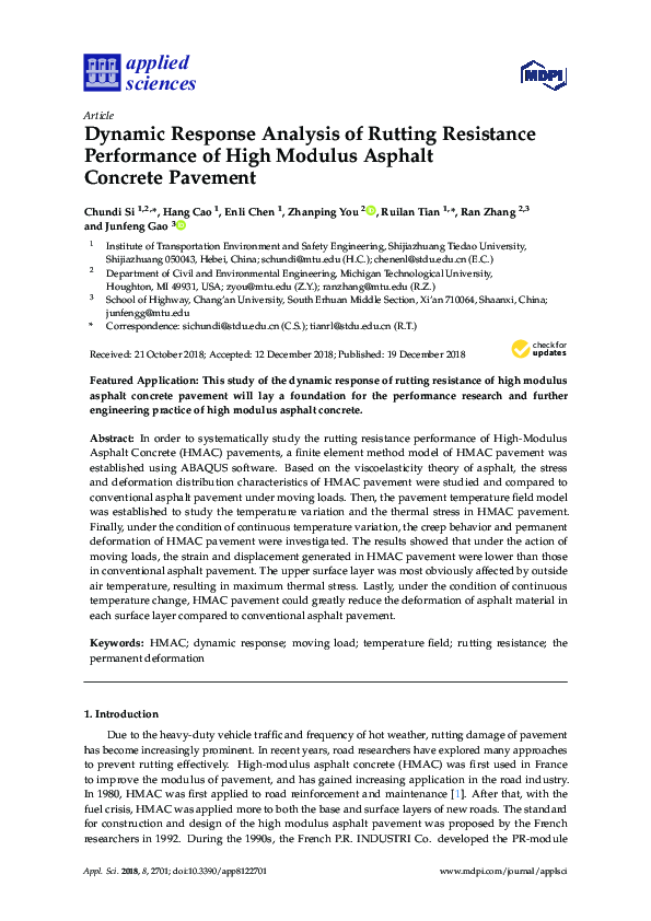 (PDF) Dynamic Response Analysis of Rutting Resistance Performance of ...