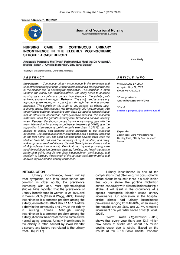 (PDF) Nursing Care of Continuous Urinary Incontinence in the Elderly ...