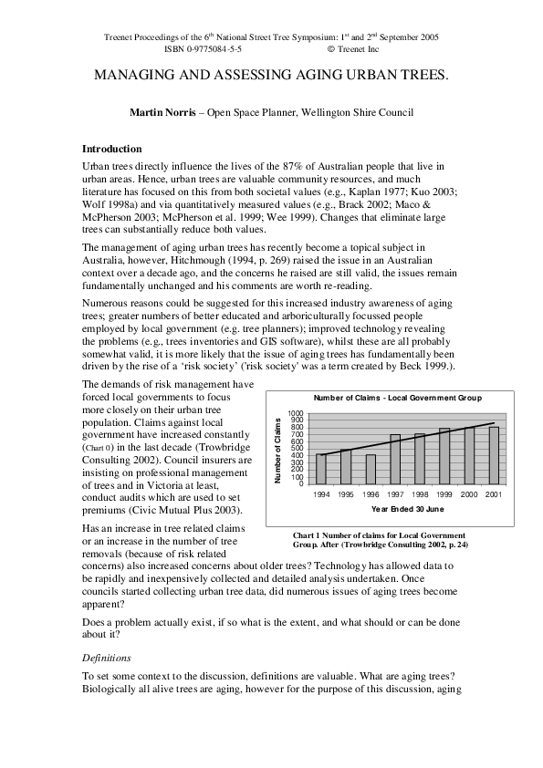 (PDF) Managing and Assessing Aging Urban Trees