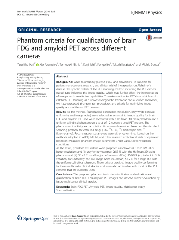 (PDF) Phantom criteria for qualification of brain FDG and amyloid PET ...