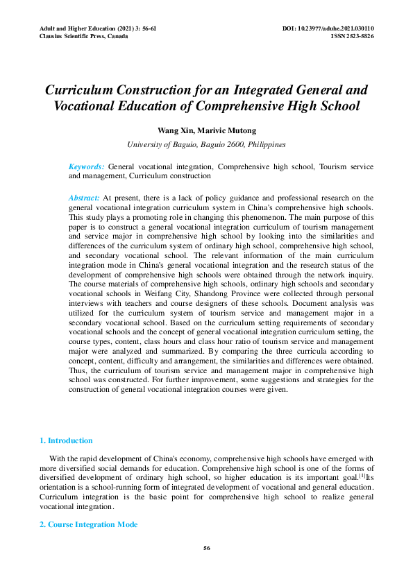 (PDF) Curriculum Construction for an Integrated General and Vocational ...
