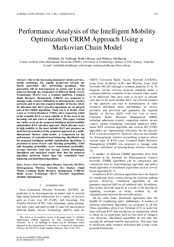 (PDF) Performance Analysis of the Intelligent Mobility Optimization ...