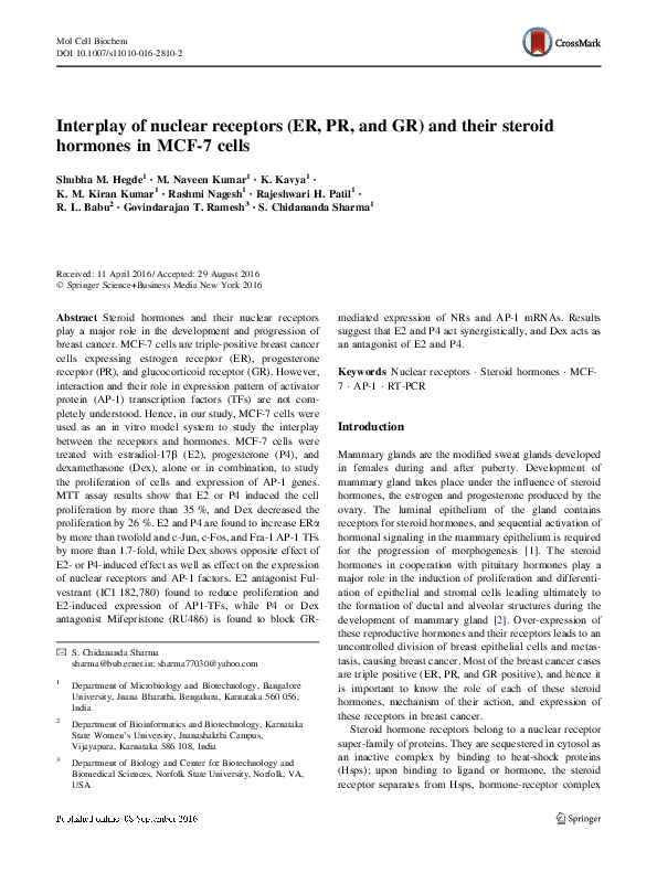 (PDF) Interplay of nuclear receptors (ER, PR, and GR) and their steroid ...