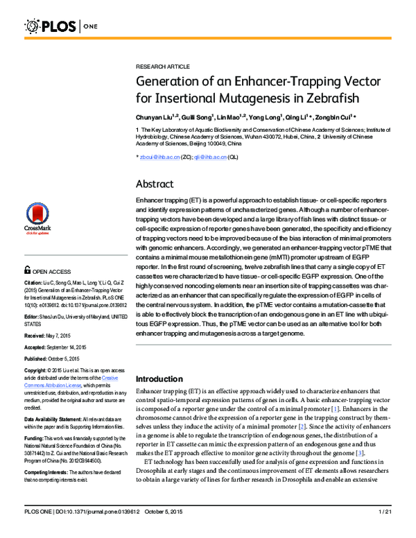 (PDF) Generation of an Enhancer-Trapping Vector for Insertional ...