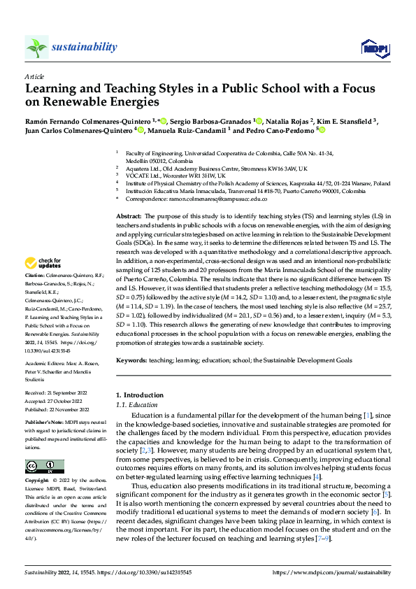 (PDF) Learning and Teaching Styles in a Public School with a Focus on ...