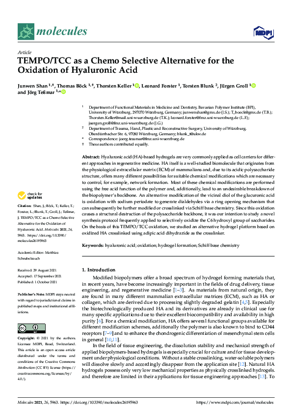 (PDF) TEMPO/TCC as a Chemo Selective Alternative for the Oxidation of ...