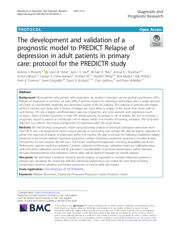 (PDF) The development and validation of a prognostic model to PREDICT ...