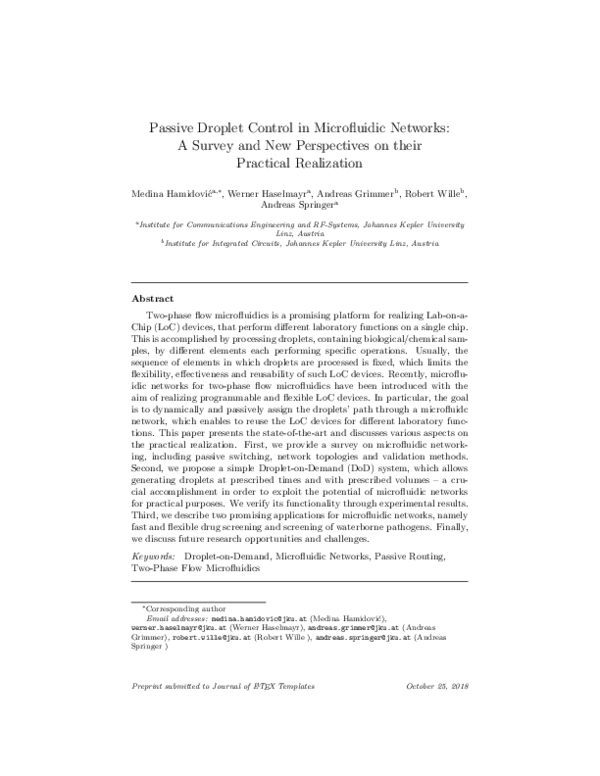 (PDF) Passive droplet control in microfluidic networks: A survey and ...