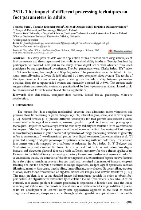 (PDF) The impact of different processing techniques on foot parameters ...