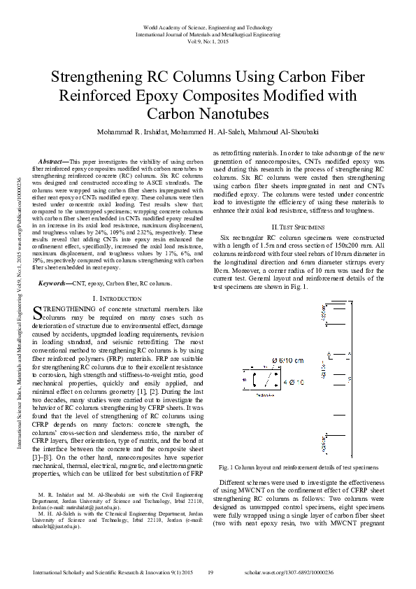 (PDF) Strengthening RC Columns Using Carbon Fiber Reinforced Epoxy ...