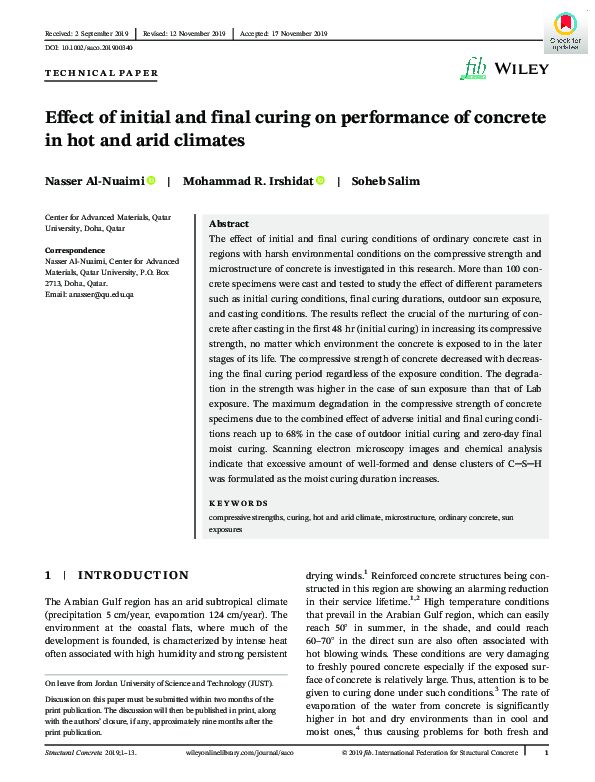 (PDF) Effect of initial and final curing on performance of concrete in ...