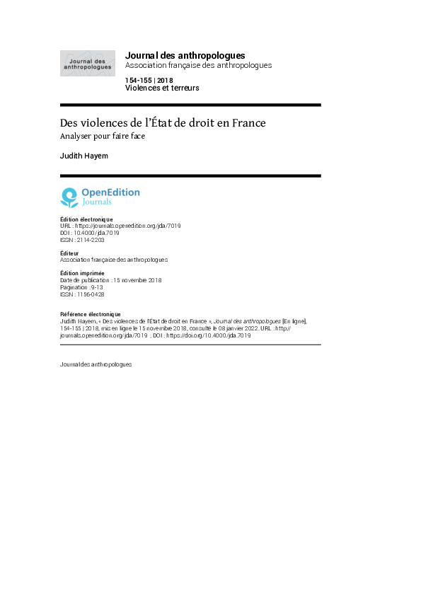 Des violences de l’État de droit en France