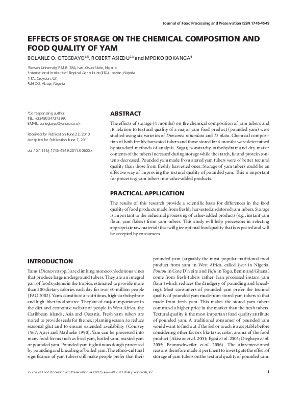 (PDF) Effects of Storage on the Chemical Composition and Food Quality ...