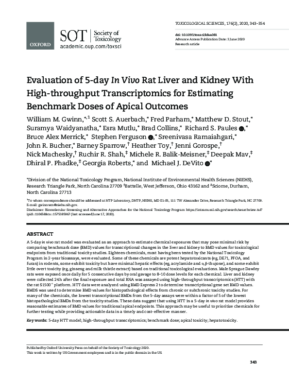 (PDF) Evaluation of 5-day In Vivo Rat Liver and Kidney With High ...