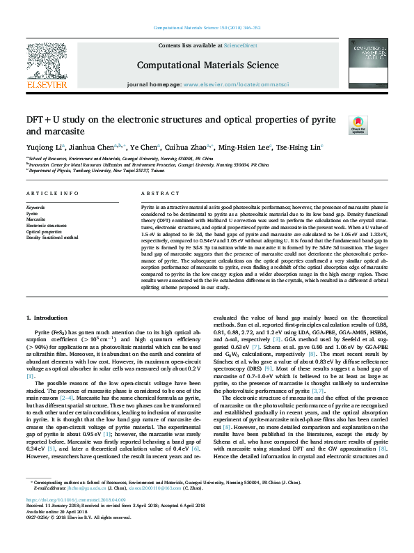 (PDF) DFT+U study on the electronic structures and optical properties ...