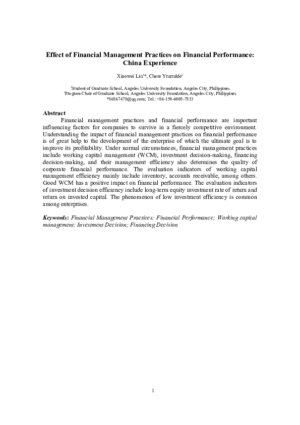(DOC) Effect of Financial Management Practices on Financial Performance ...