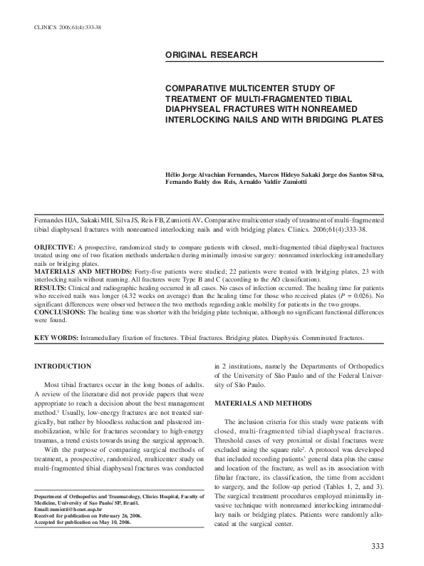 (PDF) Comparative Multicenter Study of Treatment of Multi-Fragmented ...