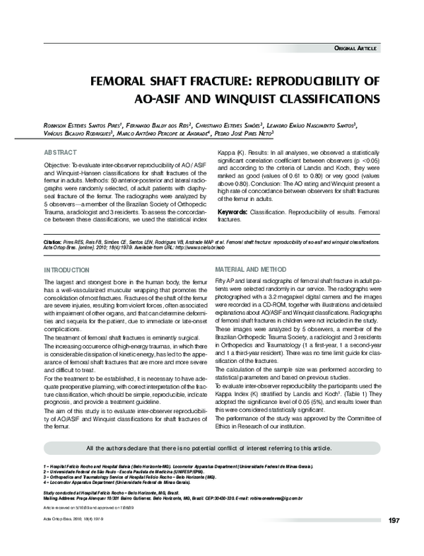 (PDF) Fratura diafisária do fêmur: reprodutibilidade das classificações ...