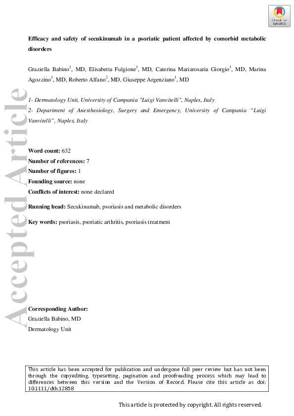 (PDF) Efficacy and safety of secukinumab in a psoriatic patient ...
