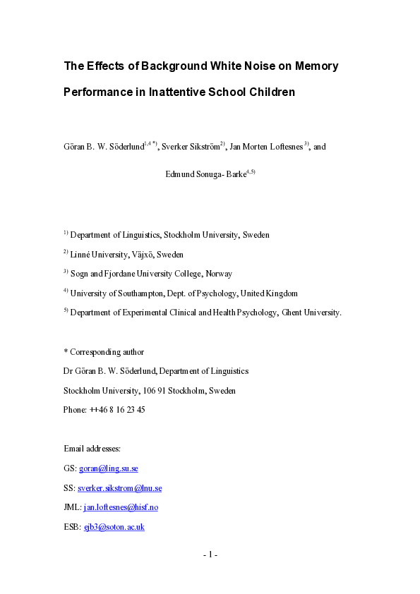 (PDF) The effects of background white noise on memory performance in ...