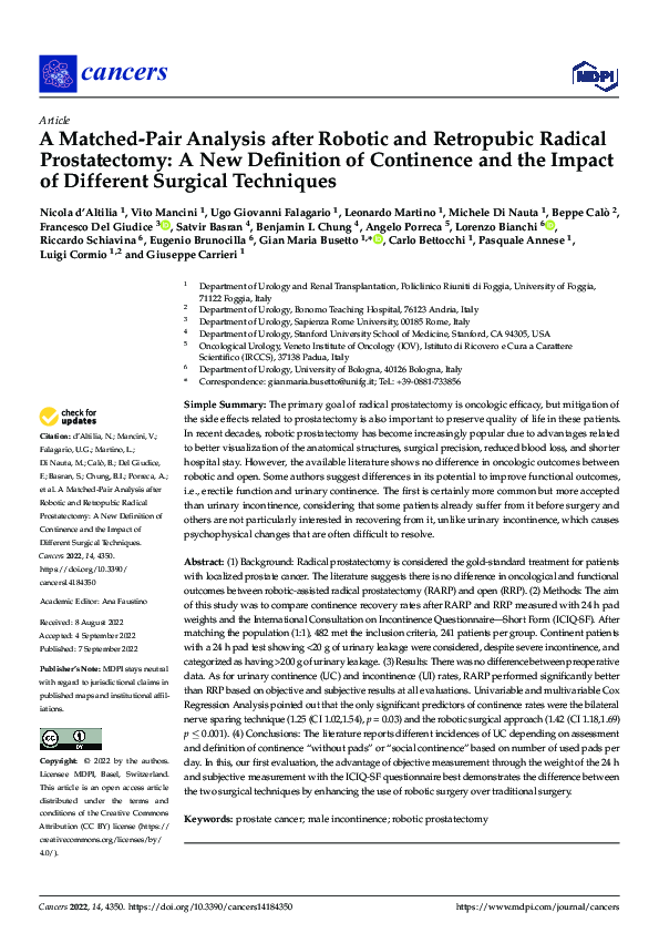 (PDF) A Matched-Pair Analysis after Robotic and Retropubic Radical ...