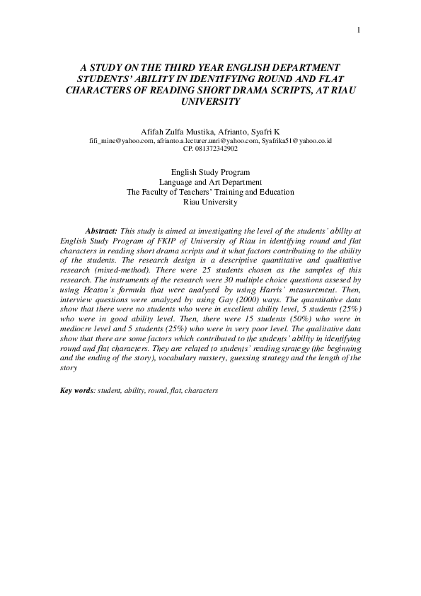 (PDF) A Study On The Third Year English Department Students’ Ability In ...