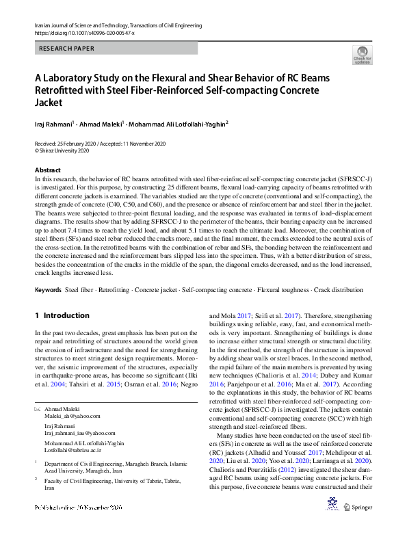 (PDF) A Laboratory Study on the Flexural and Shear Behavior of RC Beams ...