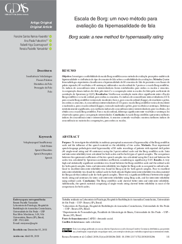 (PDF) Escala de Borg: um novo método para avaliação da hipernasalidade ...