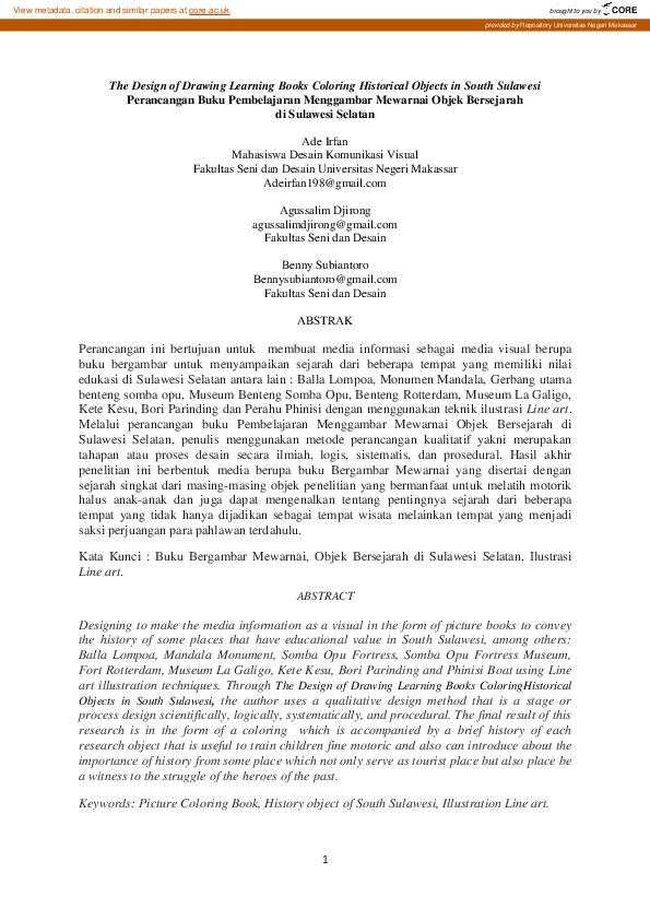 (PDF) The Design of Drawing Learning Books Coloring Historical Objects