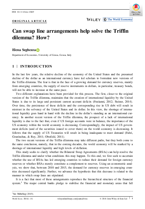 (PDF) Can swap line arrangements help solve the Triffin dilemma? How?