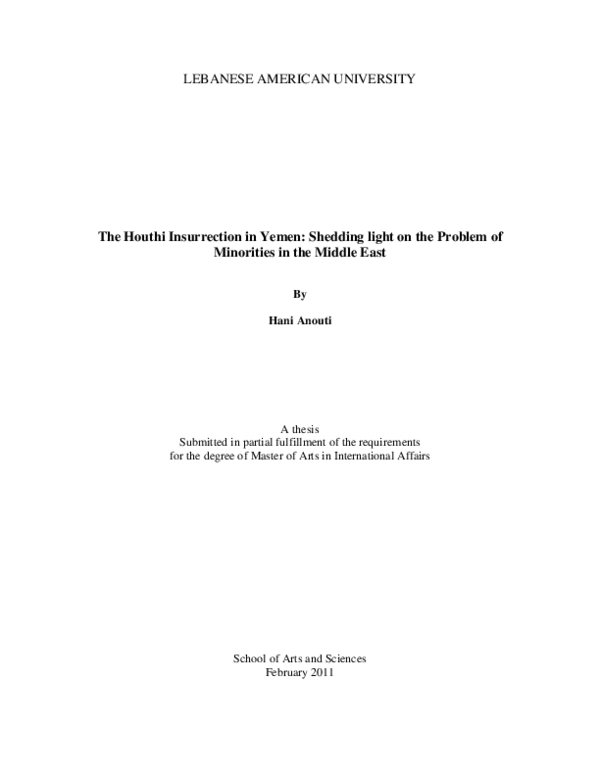 The Houthi insurrection in Yemen. (c2011)