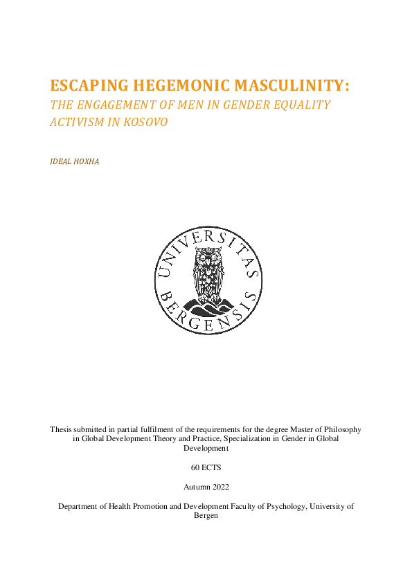 (PDF) Escaping Hegemonic Masculinity: The Engagement Of Men in Gender ...
