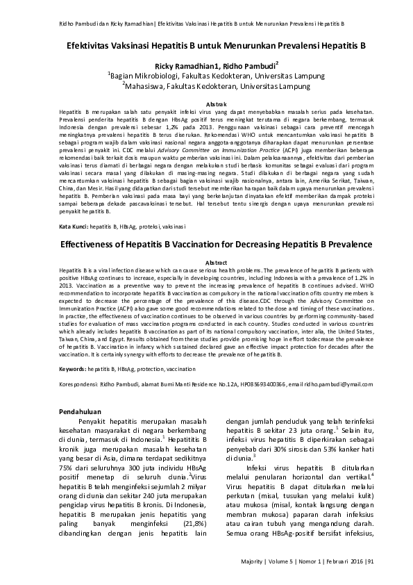 (PDF) Effectiveness of Hepatitis B Vaccination for Decreasing Hepatitis ...