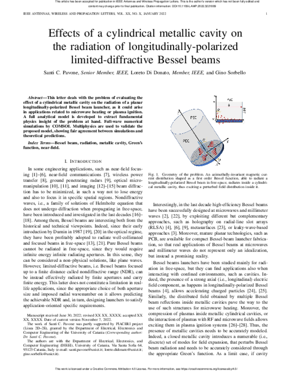 (PDF) Effects of a cylindrical metallic cavity on the radiation of ...