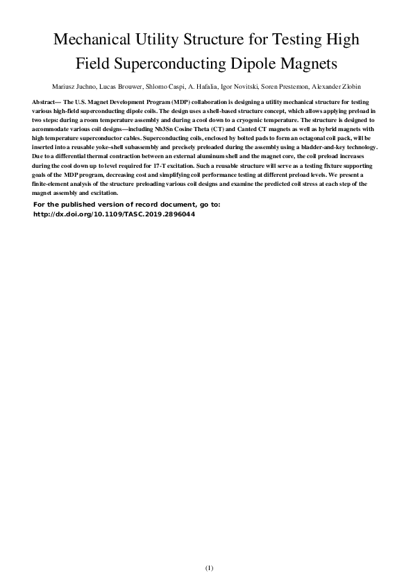 (PDF) Mechanical Utility Structure for Testing High Field ...