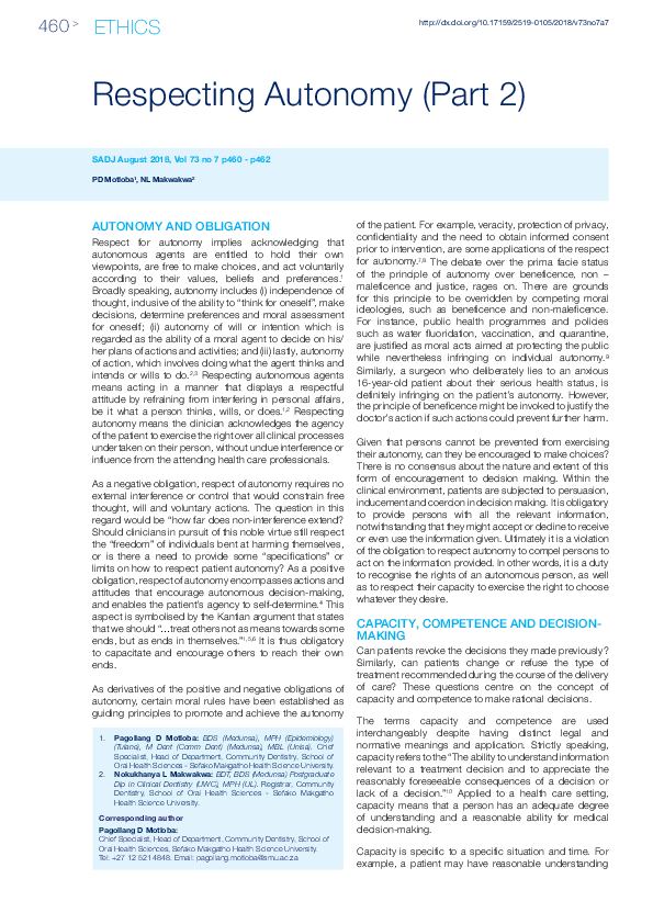 (PDF) Respecting Autonomy (Part 2)