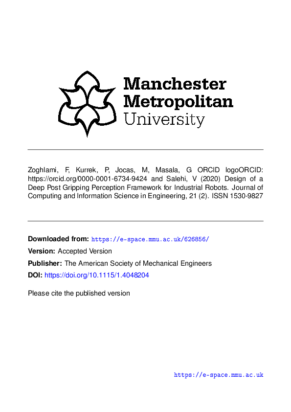 (PDF) Design of a Deep Post Gripping Perception Framework for ...