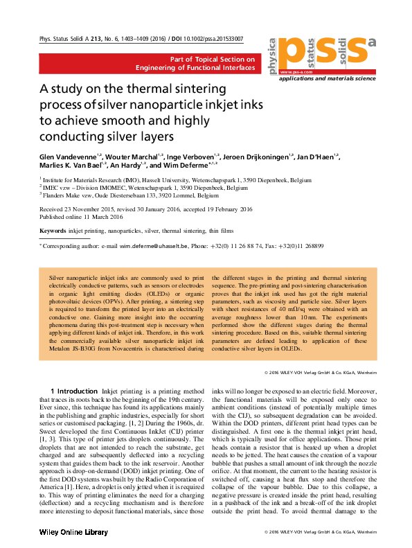 (PDF) A study on the thermal sintering process of silver nanoparticle ...