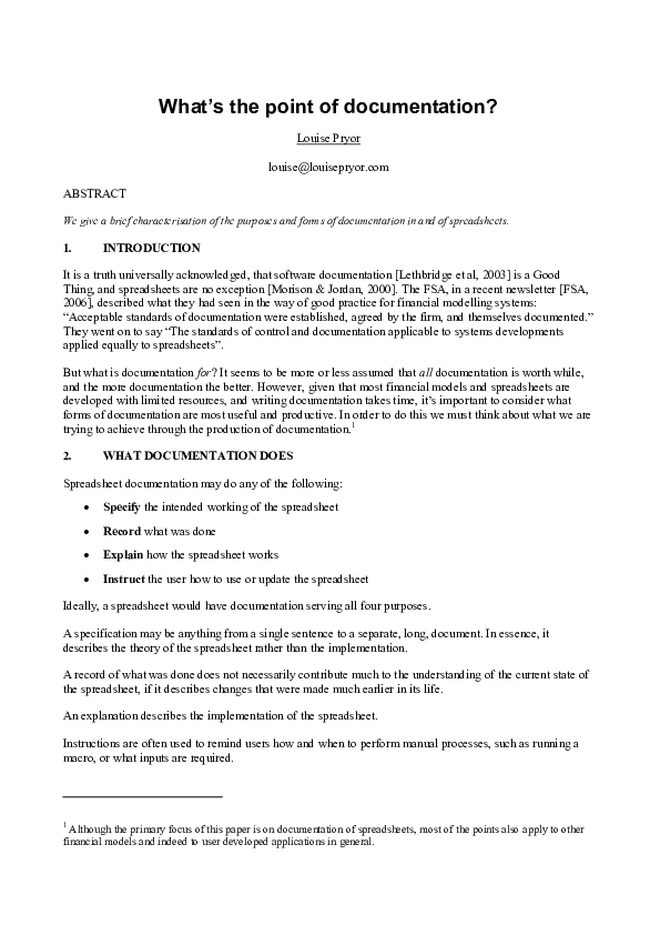 (PDF) What's the point of documentation?