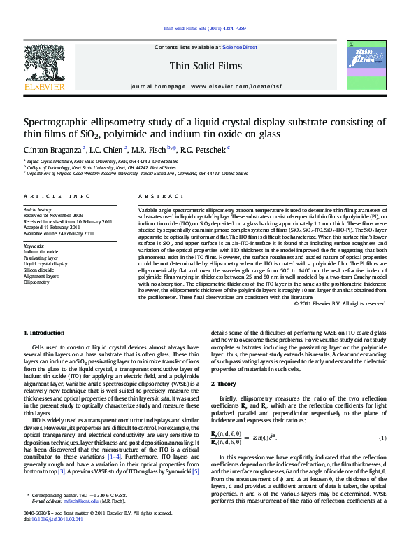 (PDF) Spectrographic ellipsometry study of a liquid crystal display ...
