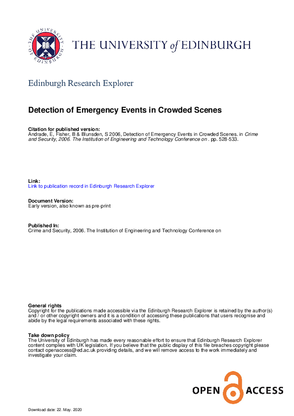(PDF) Detection of emergency events in crowded scenes