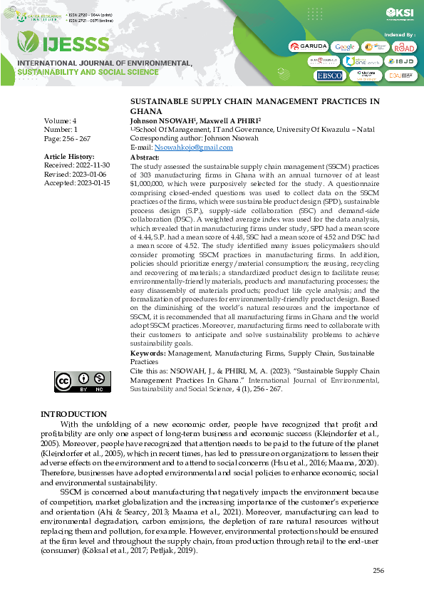 (PDF) Sustainable Supply Chain Management Practices in Ghana