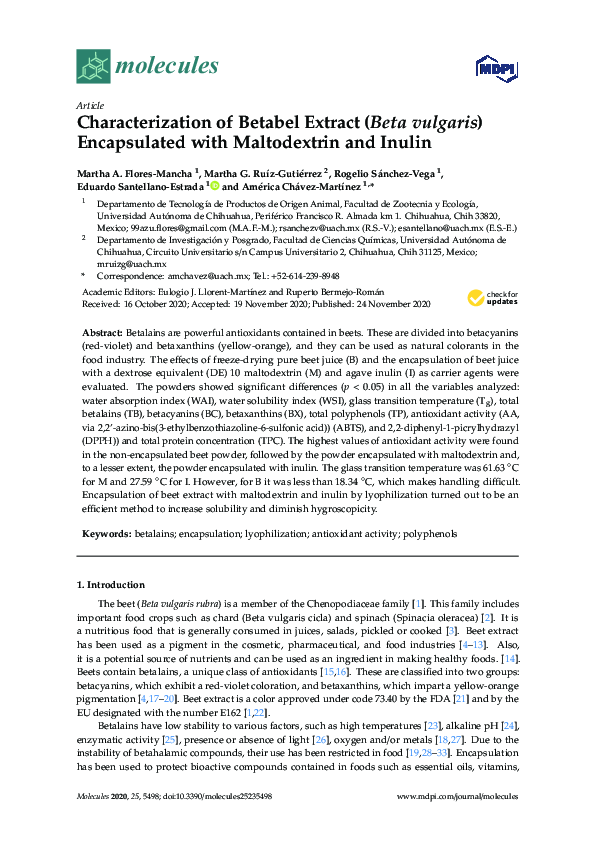 (PDF) Characterization of Beet Root Extract (Beta vulgaris ...