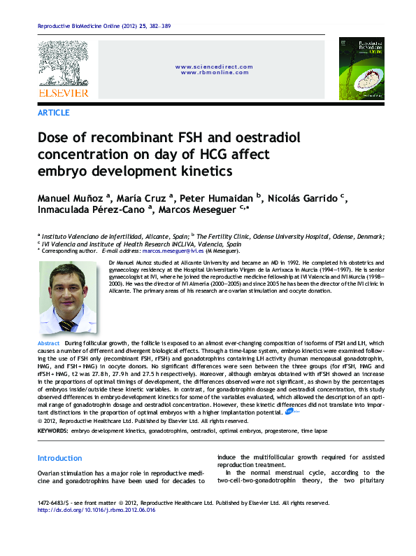 (PDF) Dose of recombinant FSH and oestradiol concentration on day of ...