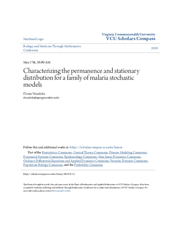 (PDF) Characterizing the permanence and stationary distribution for a ...