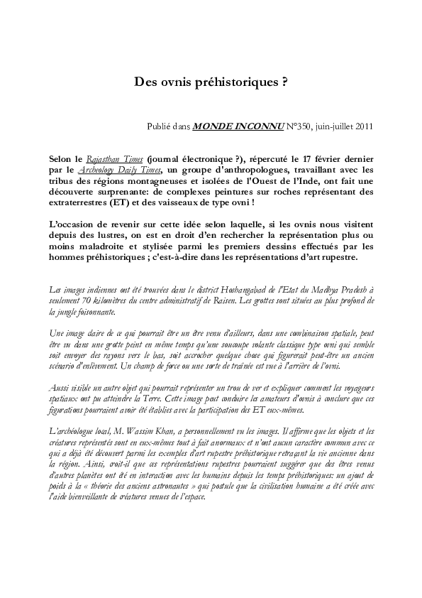 Des ovnis préhistoriques