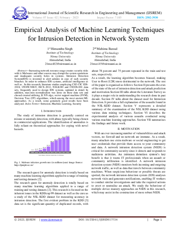 (PDF) Empirical Analysis of Machine Learning Techniques for Intrusion ...