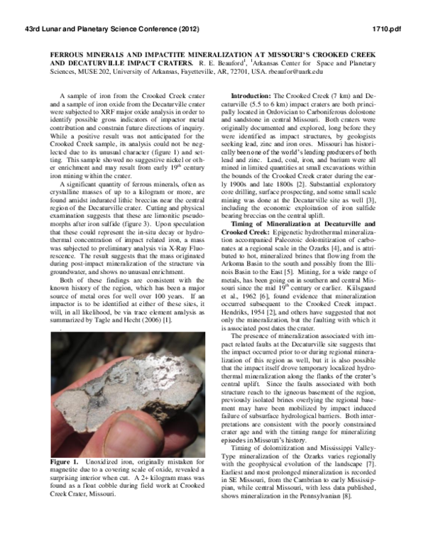 (PDF) Ferrous Minerals and Impactite Mineralization at Missouri's ...