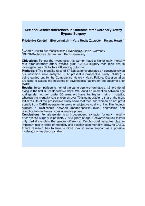 (PDF) Sex and gender differences in outcome after coronary artery ...